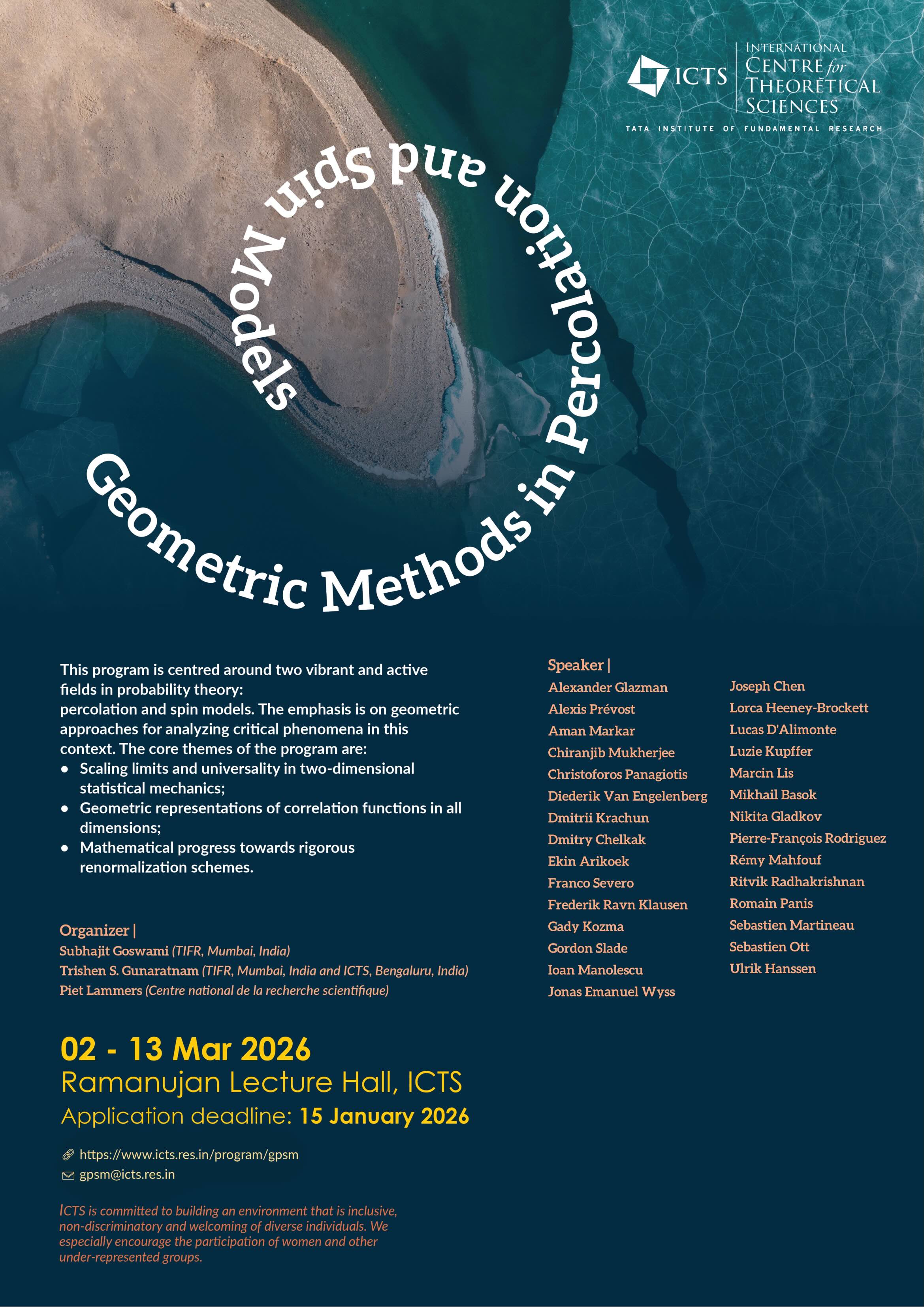 ICTS Conference on Geometric Methods in Percolation and Spin Models 2026